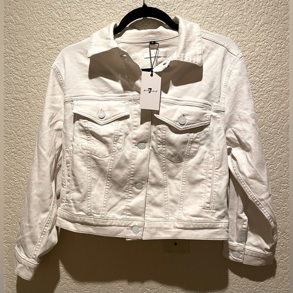 NWT 7 For All Mankind Ivory Color Jean Jacket Size S - Picture 9 of 9